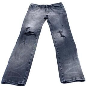 American Eagle Mens Airflex 360 Medium Wash Distressed Black Jeans W33 L32​​​